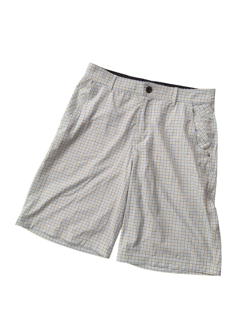 Lululemon Mens Golf Shorts 32 Yellow Blue Check Kahuna Performance 11" Inseam